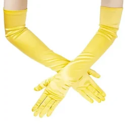 Performance Handsker Satin Lange Handsker Til Kvinder Dansehandsker Bryllupshandsker Yellow