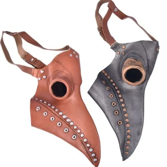 Pestdoktor Maske Kostume Fuglemaske PU Læder Steampunk Sort