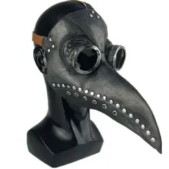 Pestlæge Maske Kostume Fuglemaske PU Læder Steampunk Sort