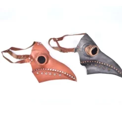 Pestlæge Maske Kostume Fuglemaske PU Læder Steampunk Sort