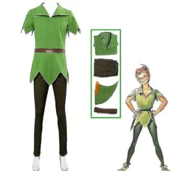 Peter Pan Cosplay Anime Kostume Grøn Elveruniform Kjoler Drenge Piger Halloween Karneval Kostume Fancy Dress Suit Mænd -a XXL Men