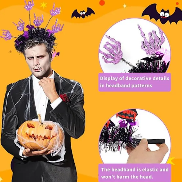 Pieces Halloween Hårbøjler, Halloween Hårbøjle, Halloween Hårtilbehør Halloween Festtilbehør til Piger og Kvinder, Halloween Udklædning
