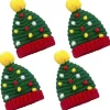 Pieces Juletræ Pom Pom Hat til Kvinder - Julehatte - Vinter Strikket Hæklet Hat - Jule Strikket Hat - Bedst til Rejser, Vandreture og Camping