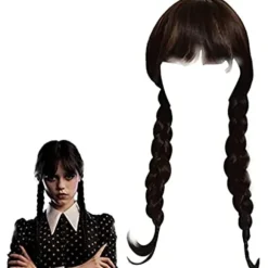 Pige Addams Family Kostume Paryk Wednesday Addams Paryk-FD13-,CJY black