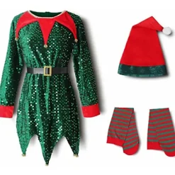 Pige Dreng Jul Elg Fancy Dress Julefest Cosplay Tøj rød 130cm grøn