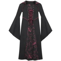 Pigebørnedragt, vampyrdragt, Halloween-heksedragt, bordeaux, 140 cm. wine red 140cm