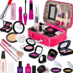 Pigelegetøj Makeupsæt Udklædningslegesæt med Makeuptaske til Fødselsdag og Jul til Børn i Alderen 3-12 År BJ1360 pink