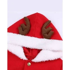 Piger Julekostume Fru Santa Claus Rød Velvet Hættetrøje Kjole 130cm