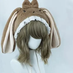 Piger Kawaii Kanin Kanin Øre Lolita Hat Vintage Lolita Uld Cap Varm Kanin Hat Hvid Beige