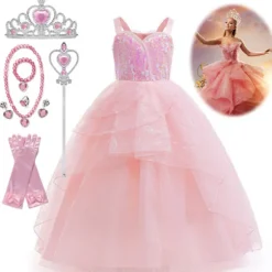 Piger Prinsesse Glinda Kjole Cosplay Kostume Ond Karneval Party Udklædning Kun Garland Pandebånd-FA- Only Garland Headband One Size
