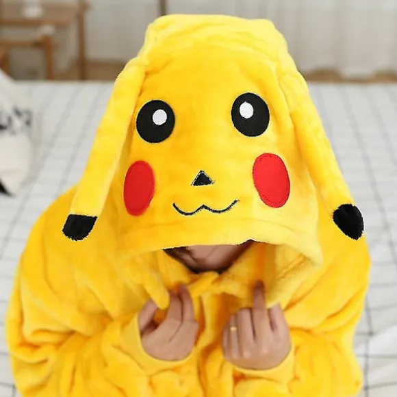 Pikachu Anime Cosplay Animal Voksne Kvinder Tegneserie Pyjamas Vinter Varme Onesie Sjov Blød Sød Jumpsuit Til Piger 6T(Height 105-115CM)