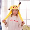 Pikachu Hat med bevægelige ører, hoppende, sjov Pikachu plyshat, dame- og pige-cosplay, julefest, feriehat