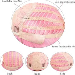 Pink Bob Parykker med Pandehår 35 cm Syntetisk Farverig Kort Glat