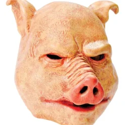 Pink Gummi Latex Horror Grise Maske, Pakke med 1 - Realistisk Kostume Tilbehør til Halloween, Cosplay Events & Mere