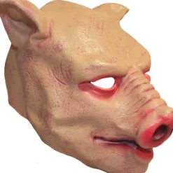 Pink Gummi Latex Horror Grise Maske, Pakke med 1 - Realistisk Kostume Tilbehør til Halloween, Cosplay Events & Mere