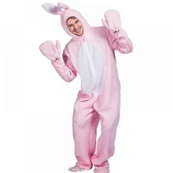 Pink Kanin Kostume Voksen Dyrepyjamas Festkostume