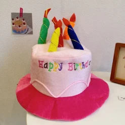 Pink Pludset Happy Birthday Kage Hat - Unisex Voksen Størrelse Fancy Dres