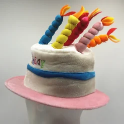 Pink Plys Fødselsdagskage Hat - Fancy Dress Party Hat - Perfekt