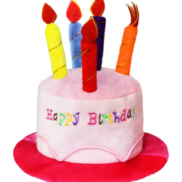 Pink plys Happy Birthday kagehat - Unisex voksenstørrelse Fancy Dres