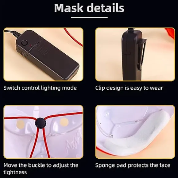 (Pink) Ræv Ansigt LED Demon Slayer Maske, Japansk Anime Killer Cosplay Personlighed Maske, Cosplay Hovedbeklædning, Halloween Julefest Kostume Rekvisitter Ki | Fyndiq