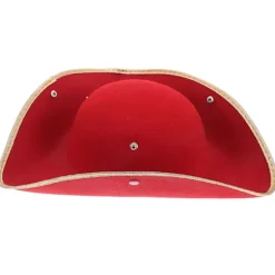 Pirat Hat til Mænd Autentisk Bukkehat til Sceneoptrædener Rød Tricorn 1-pakke (LGL) Red 36.00X31.00X10.00CM