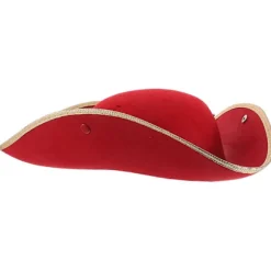 Pirat Hat til Mænd Autentisk Bukkehat til Sceneoptrædener Rød Tricorn 1-pakke (LGL) Red 36.00X31.00X10.00CM
