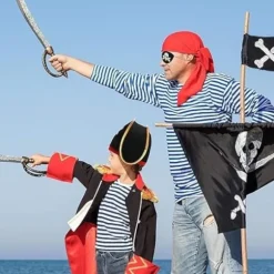 Pirat Tilbehør, Børne Voksen Pirathat, Kaptajn Kostumehat med Kranieprint og Klap for Øjet til Sjov Fest Caribisk Maskerade