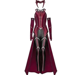 P-jsmen Kvindelig Wanda Maximoff Cosplay Kostume Scarlet Witch Hovedbeklædning Frakke Og Bukser Fuld Sæt Outfit Halloween Tilbehør Rekvisitter - Perfet XL Wanda | Fyndiq