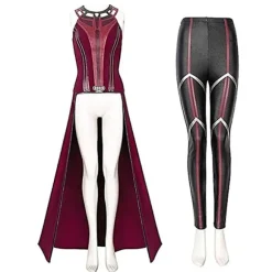 P-jsmen Kvindelig Wanda Maximoff Cosplay Kostume Scarlet Witch Hovedbeklædning Frakke Og Bukser Fuld Sæt Outfit Halloween Tilbehør Rekvisitter - Perfet XL Wanda | Fyndiq