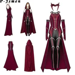 P-jsmen Kvindelig Wanda Maximoff Cosplay Kostume Scarlet Witch Hovedbeklædning Frakke Og Bukser Fuld Sæt Outfit Halloween Tilbehør Rekvisitter - Perfet XL Wanda | Fyndiq