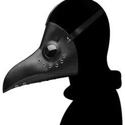 Plague Doctor Black Death Mask Læder Halloween Steampunk Pu Carnival Cosplay Voksen De Peste Brillemaske for voksne Grim Reaper