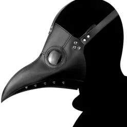 Plague Doctor Black Death Mask Læder Halloween Steampunk Pu Carnival Cosplay Voksen De Peste Brillemaske for voksne Grim Reaper