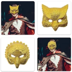 Plast Maskerade Maske Gylden Leopard/Løve/Gris/Ugle Maske Festmaske Dyremaske Halloween Udklædning Rekvisitter til Kvinder Mænd lio