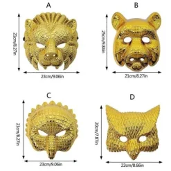 Plast Maskerade Maske Gylden Leopard/Løve/Gris/Ugle Maske Festmaske Dyremaske Halloween Udklædning Rekvisitter til Kvinder Mænd lio