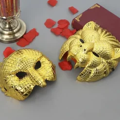 Plast Maskerade Maske Gylden Leopard/Løve/Gris/Ugle Maske Festmaske Dyremaske Halloween Udklædning Rekvisitter til Kvinder Mænd lio