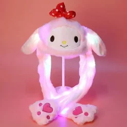 Plush Kaninørehat med Bevægelige Ører - Sød og Blød Kaninhat til Piger Luminous Melody Cap