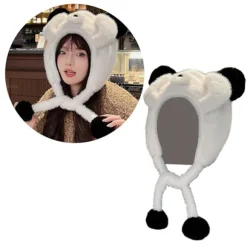 Plys Bjørneøre Hat til Vinter Varme Huer Pullover Hat Rollespil Fest Kostume Hat Unisex Trapper Hat til Bjergbestigning Hvid White