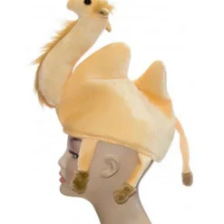 Plys 3D Kameldyr Hat til Børn Voksen Fødselsdagsfest Kostume Hat til Familiesammenkomst Halloween Cosplay Kameldyr Hovedbeklædning (FMY) Yellow