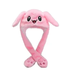 Plys Hat med Bevægelige Lange Kaninører Pink