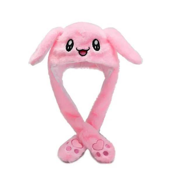 Plys Hat med Bevægelige Lange Kaninører Pink