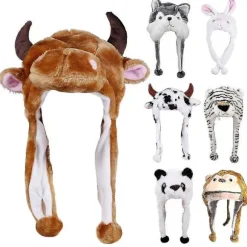 Plys Hat Plysdyr Legetøj Hue Med Fleece Foring Hals Varmer Fest Kostume（9）