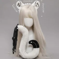 Plys Hårbøjle Tigerører Pandebånd Hale Sceneoptræden Hovedbeklædning Vask Ansigt Pandebånd Cosplay Hår Tilbehør White hair hoop