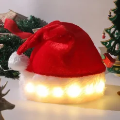 Plys Julepynt, LED-belyst Julehat, Julemandshat