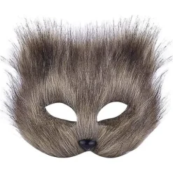 Plys Katte Rævemaske, Therian Maske, Realistiske Kattemasker, Halv Ansigt Dyremaske, Furry Party Katte Maske Maskerade Maske, Cosplay Kostume Grå Gray | Fyndiq