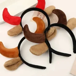 Plys Ko Ører og Horn Hårbøjle Sjovt Dyr Cosplay Party Kostume Hårpynt