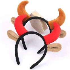 Plys Ko Ører og Horn Hårbøjle Sjovt Dyr Cosplay Party Kostume Hårpynt