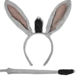 Plys Æselører Hårbøjle med Hale - Grå Dyrekostume Tilbehør til Cosplay (26,5x25,5x1,5cm) 1 Sæt Grey 26.50X25.50X1.50CM