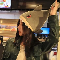 Plys Sjov Kostume Hat Elektrisk Svingende Bevægelig Stegt Kalkun Haj Julehat til Rolleleg Udklædningsfest Electric Shark Hat