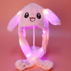Plys Varm Kaninhat med LED-lys, Hoppehat-WELLNGS Luminous Unicorn (White)