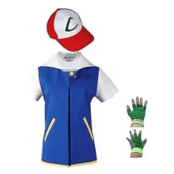 Pokémon Ash Ketchum Cosplay Anime Blå Jakke Sæt 140 cm
